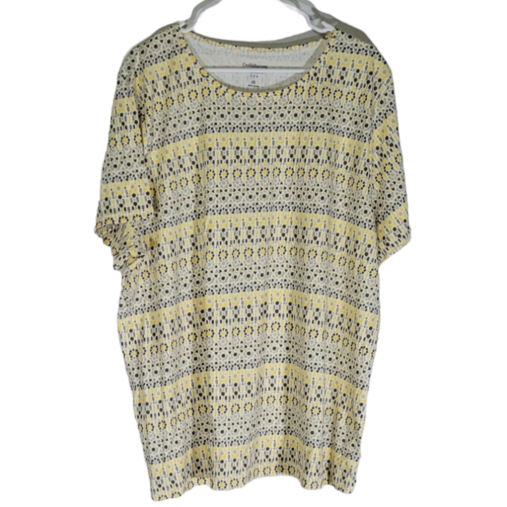 Croft& Barrow- Classic Tee yellow and white plus size 3XL.